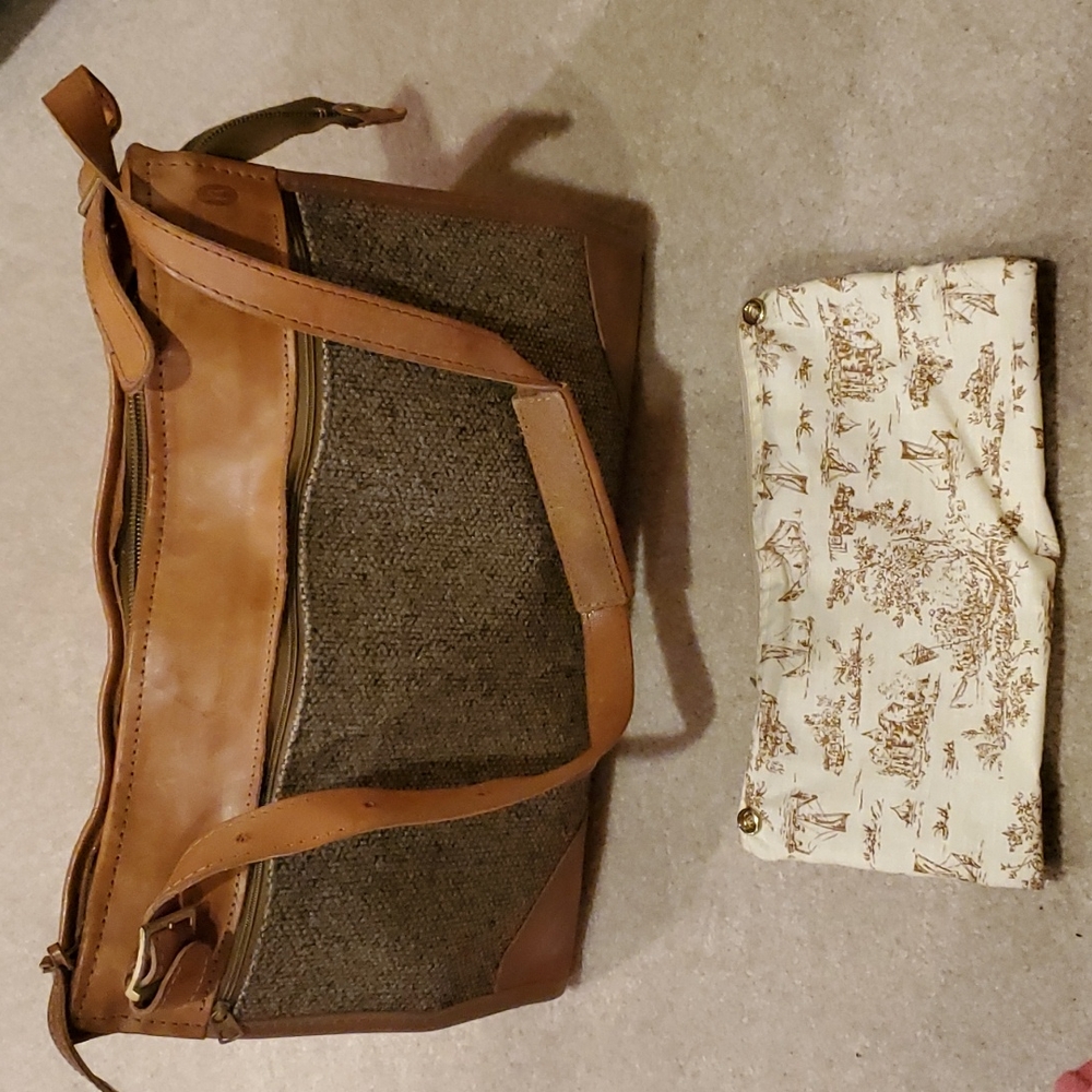 Vintage Hartmann signature leather and tweed carry on bag.
